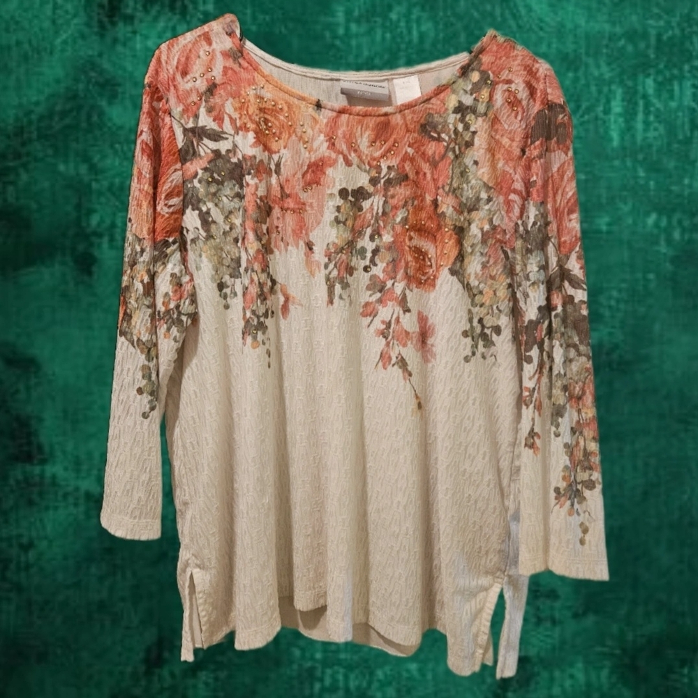 Alfred Dunner Petite Floral 3/4 Sleeve Top - PXL